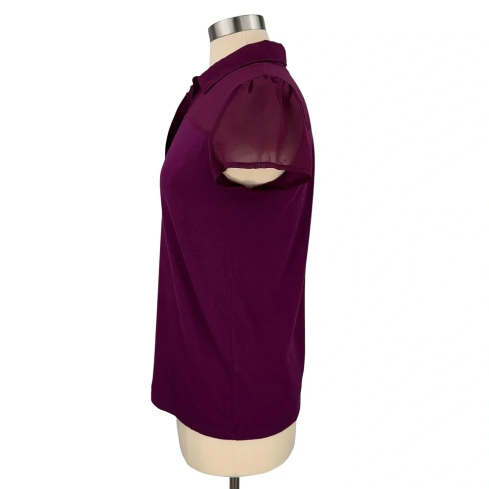 Banana Republic Factory Beach Plum Sheer Yolk Basic Cute Business Casual Blouse - Picture 10 of 16